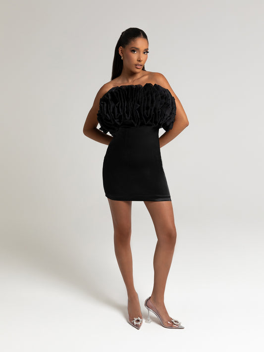 CHECKRY DRESS - BLACK