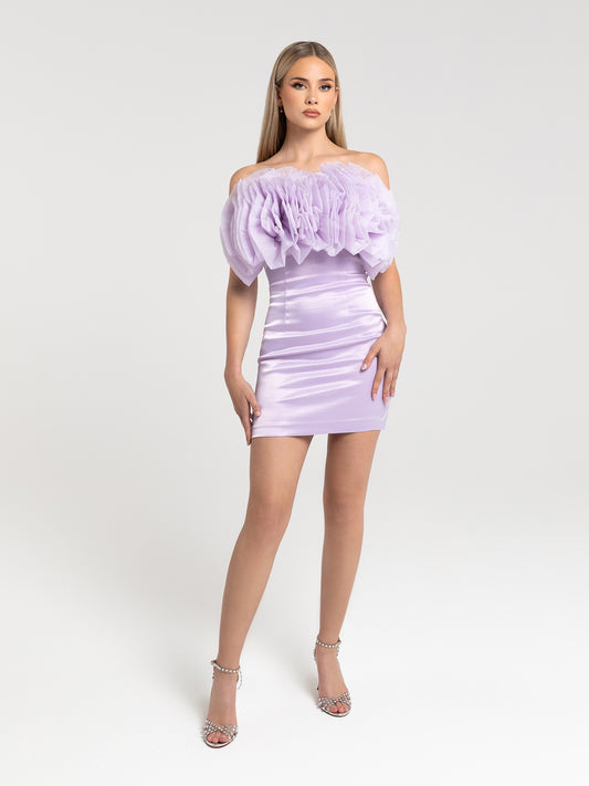 CHECKRY DRESS - LAVENDAR