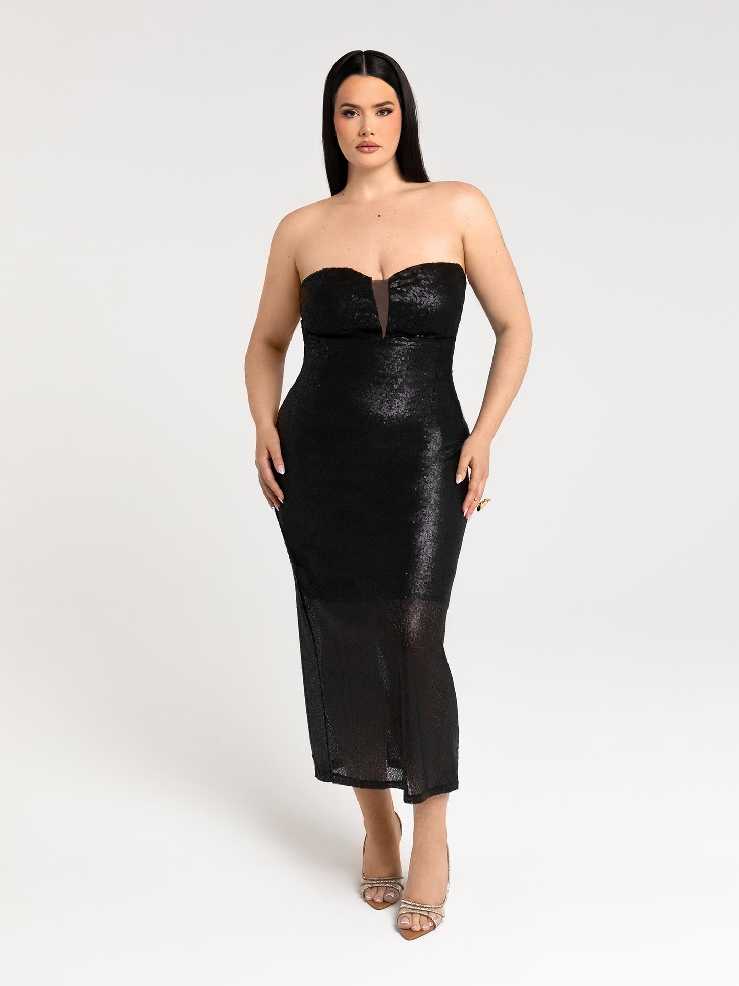 DENISE MIDI DRESS - BLACK