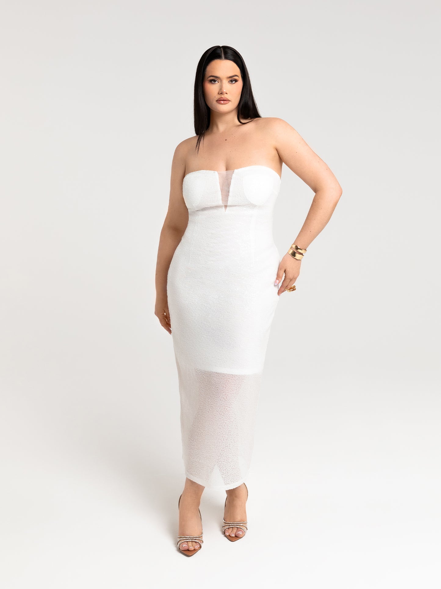 DENISE MIDI DRESS - WHITE