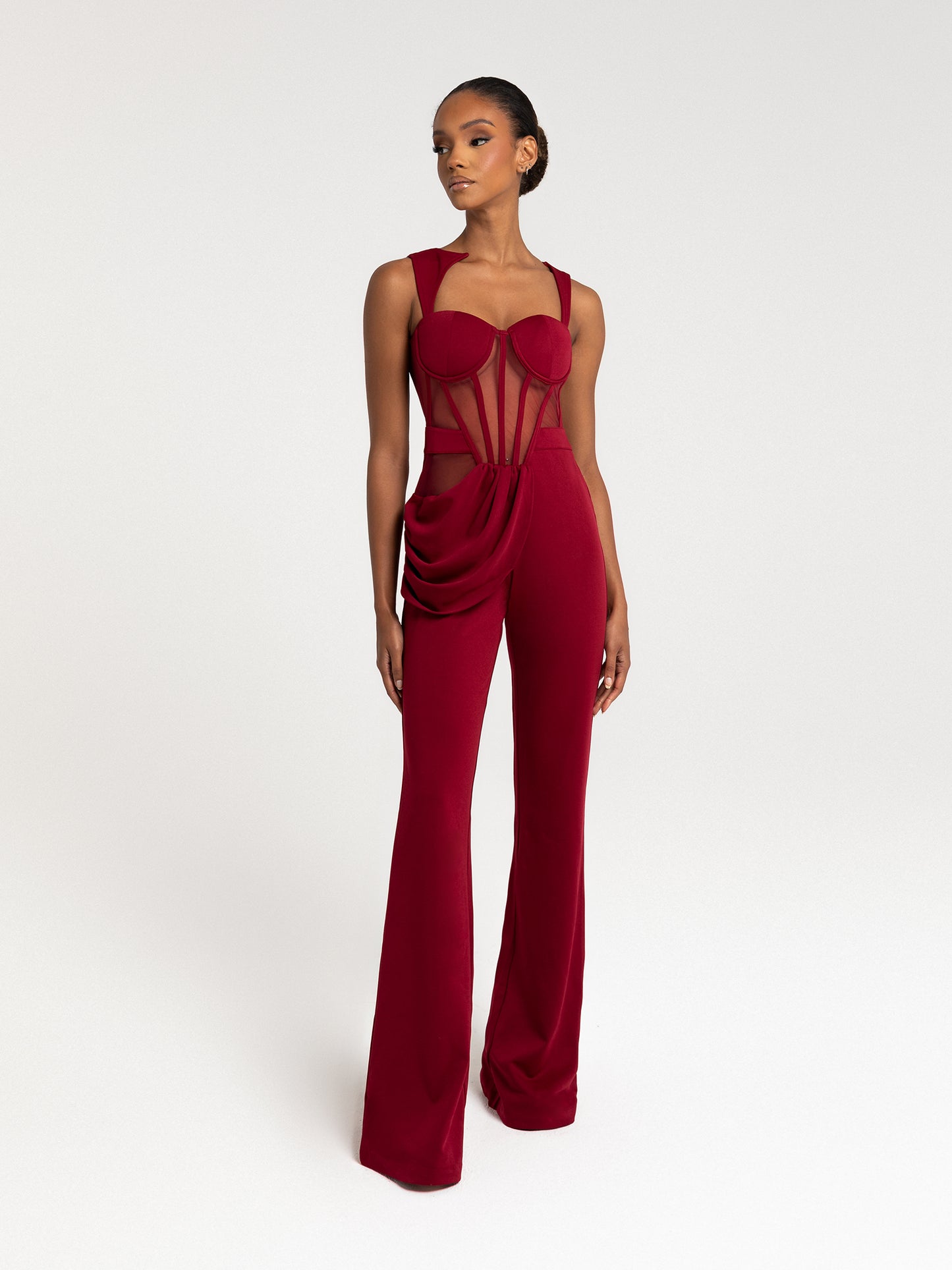 DONICA CORSET JUMPSUIT - BURGUNDY