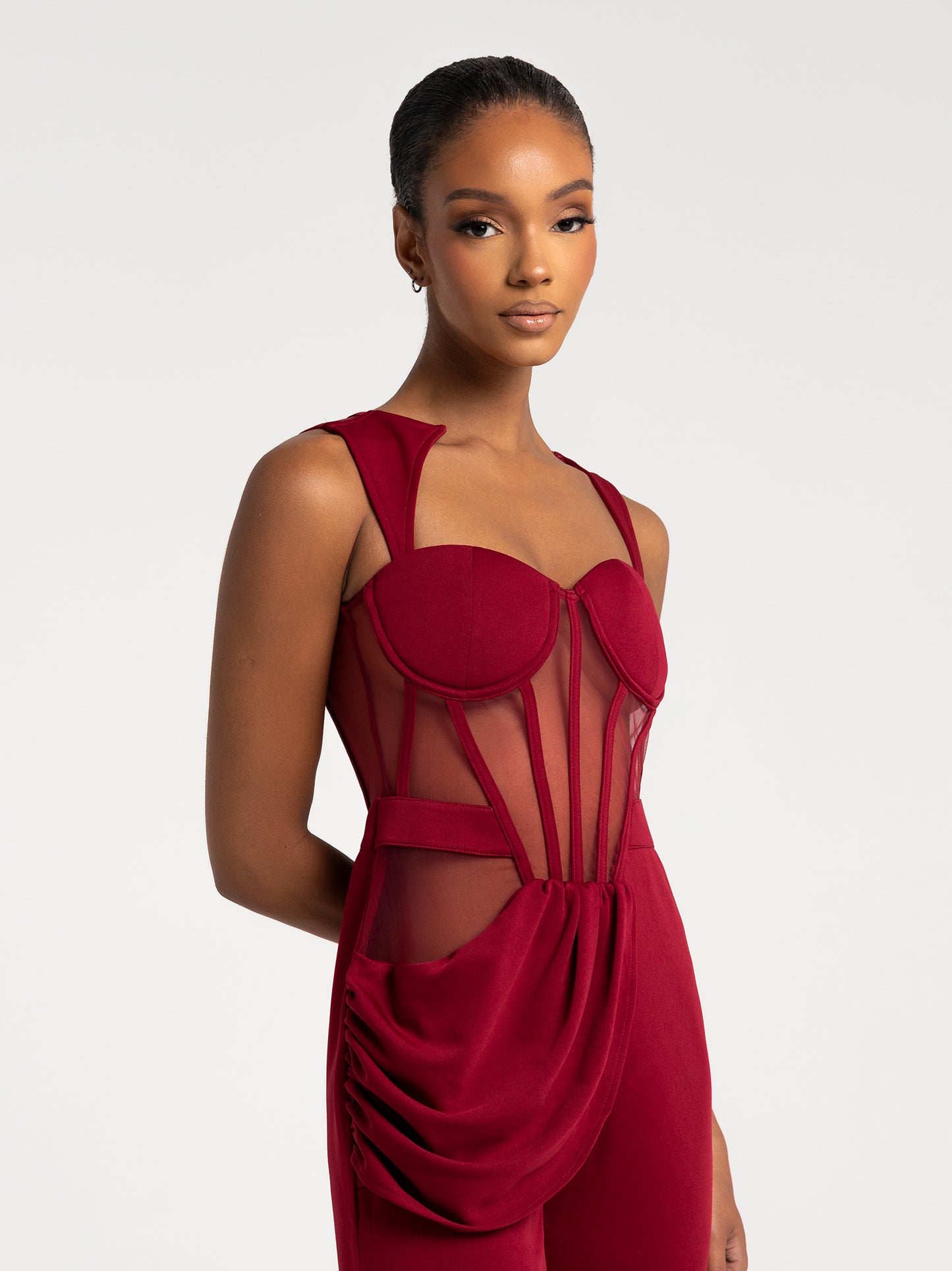 DONICA CORSET JUMPSUIT - BURGUNDY