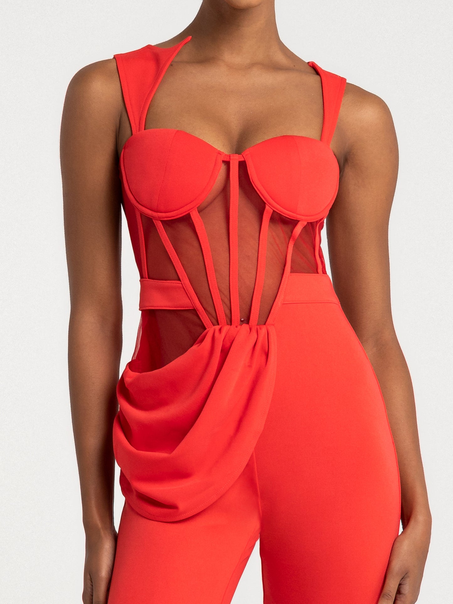 DONICA CORSET JUMPSUIT - COREL RED