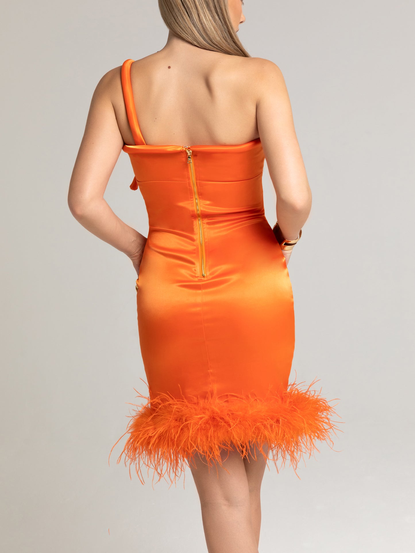 SANDRENE PEACOCK DRESS - ORANGE