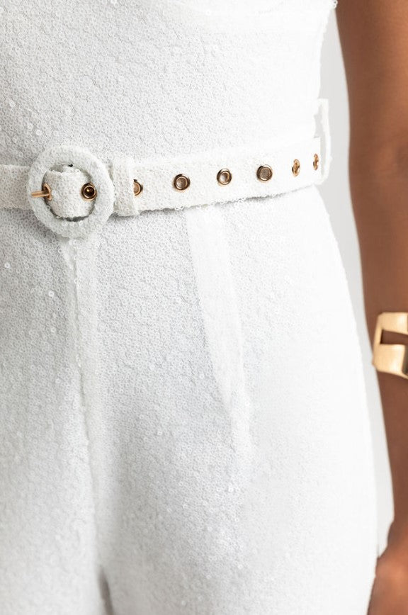 PAULINE CHAMPAGNE TUBE TOP JUMPSUIT - WHITE