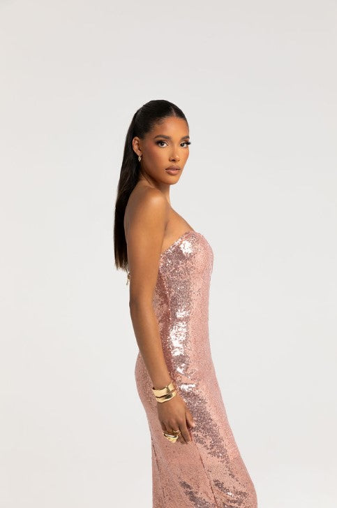 DENISE MIDI DRESS - CHAMPAGNE